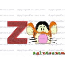 Tigger Winnie the Pooh Head Applique Embroidery Design With Alphabet Z