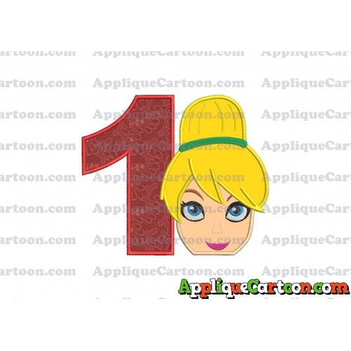 Tinker Bell Head Applique Embroidery Design 02 Birthday Number 1