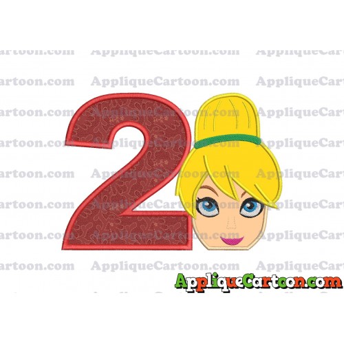 Tinker Bell Head Applique Embroidery Design 02 Birthday Number 2