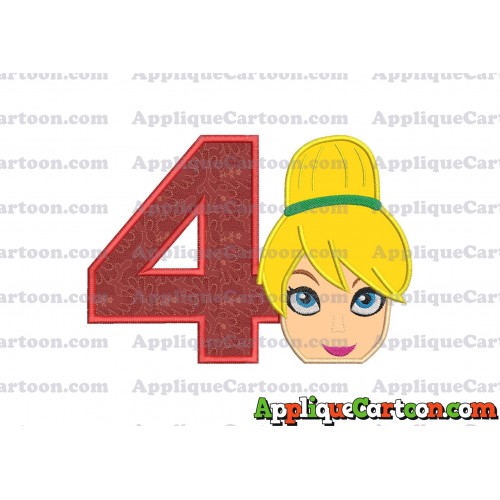 Tinker Bell Head Applique Embroidery Design 02 Birthday Number 4