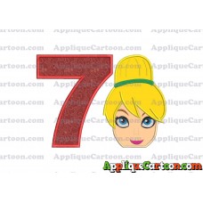 Tinker Bell Head Applique Embroidery Design 02 Birthday Number 7