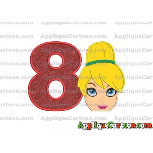Tinker Bell Head Applique Embroidery Design 02 Birthday Number 8