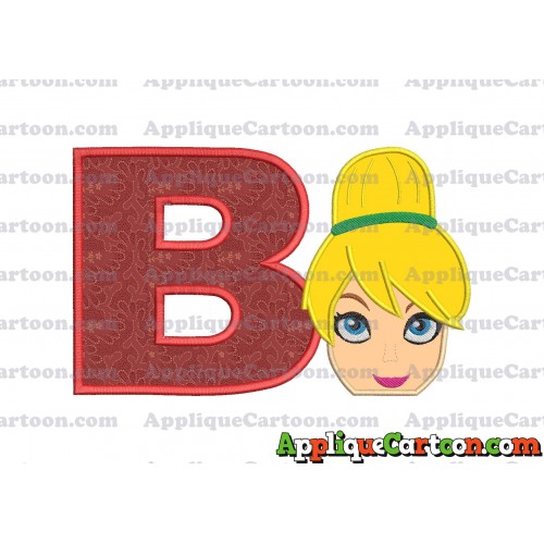 Tinker Bell Head Applique Embroidery Design 02 With Alphabet B