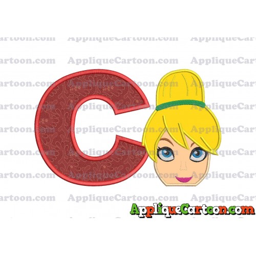 Tinker Bell Head Applique Embroidery Design 02 With Alphabet C