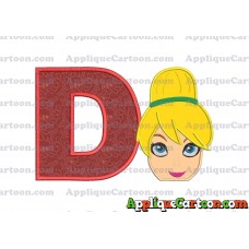Tinker Bell Head Applique Embroidery Design 02 With Alphabet D