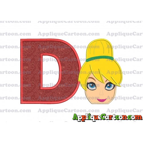 Tinker Bell Head Applique Embroidery Design 02 With Alphabet D