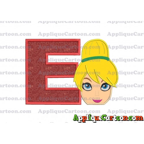Tinker Bell Head Applique Embroidery Design 02 With Alphabet E