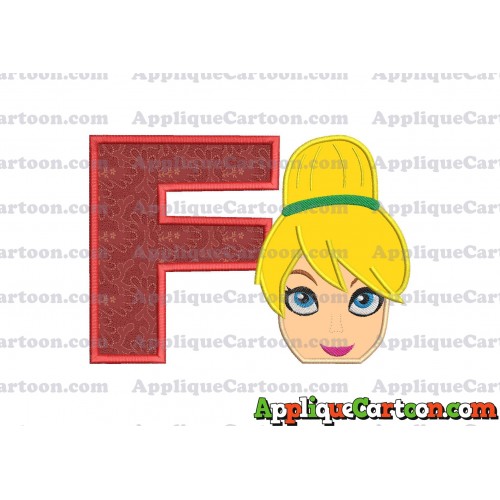 Tinker Bell Head Applique Embroidery Design 02 With Alphabet F