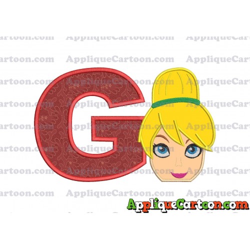 Tinker Bell Head Applique Embroidery Design 02 With Alphabet G