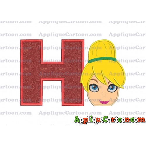 Tinker Bell Head Applique Embroidery Design 02 With Alphabet H