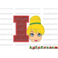 Tinker Bell Head Applique Embroidery Design 02 With Alphabet I