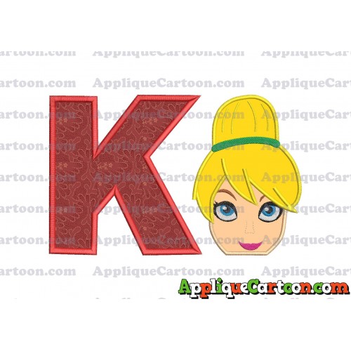 Tinker Bell Head Applique Embroidery Design 02 With Alphabet K