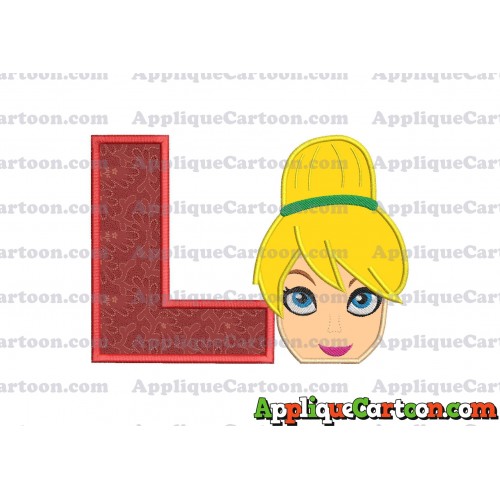 Tinker Bell Head Applique Embroidery Design 02 With Alphabet L