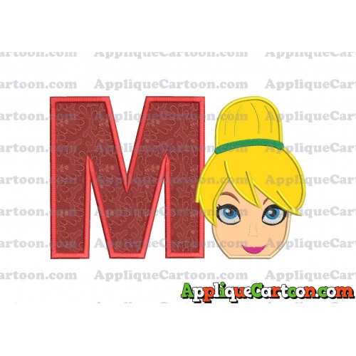 Tinker Bell Head Applique Embroidery Design 02 With Alphabet M