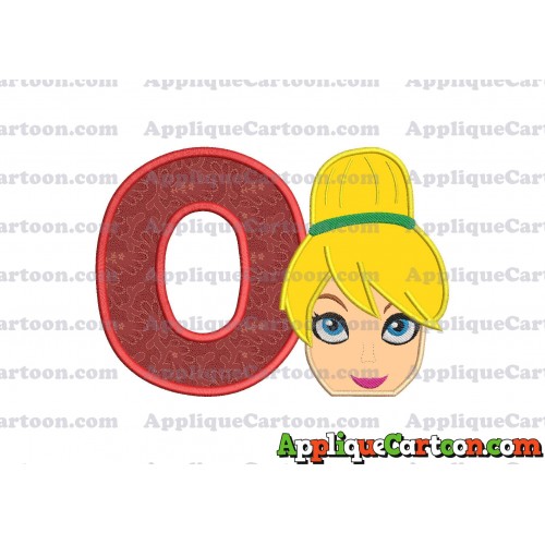 Tinker Bell Head Applique Embroidery Design 02 With Alphabet O