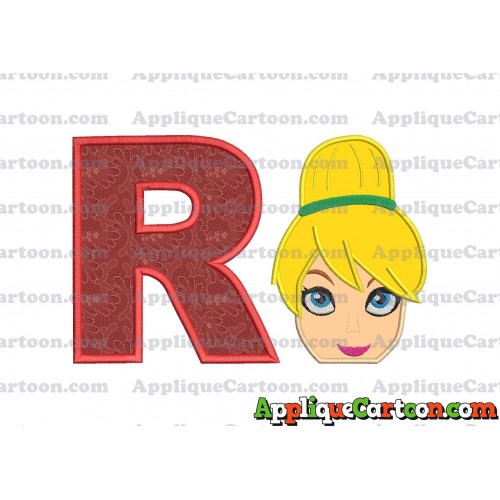 Tinker Bell Head Applique Embroidery Design 02 With Alphabet R
