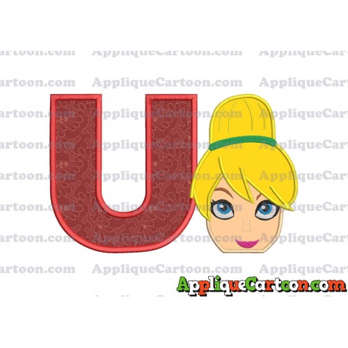 Tinker Bell Head Applique Embroidery Design 02 With Alphabet U