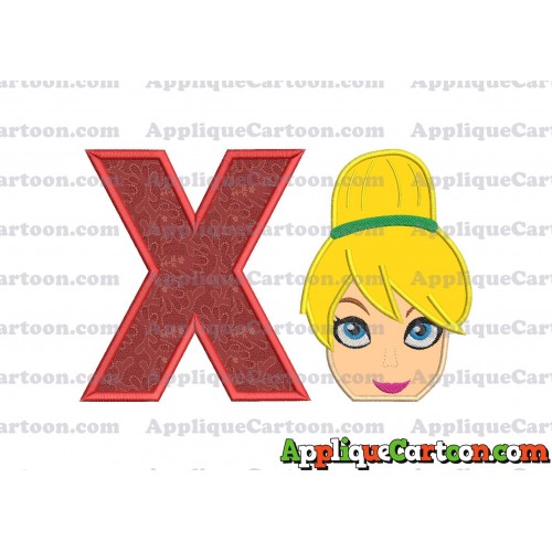 Tinker Bell Head Applique Embroidery Design 02 With Alphabet X