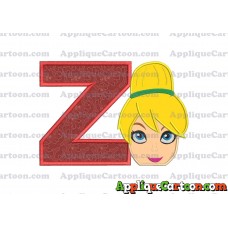 Tinker Bell Head Applique Embroidery Design 02 With Alphabet Z