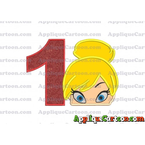 Tinker Bell Head Applique Embroidery Design Birthday Number 1