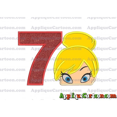 Tinker Bell Head Applique Embroidery Design Birthday Number 7