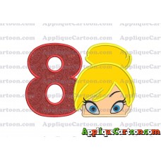 Tinker Bell Head Applique Embroidery Design Birthday Number 8