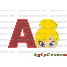 Tinker Bell Head Applique Embroidery Design With Alphabet A