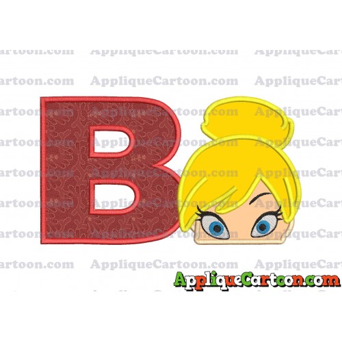 Tinker Bell Head Applique Embroidery Design With Alphabet B