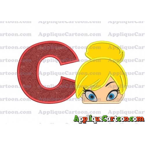 Tinker Bell Head Applique Embroidery Design With Alphabet C