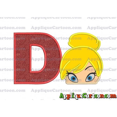 Tinker Bell Head Applique Embroidery Design With Alphabet D