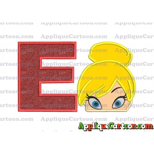 Tinker Bell Head Applique Embroidery Design With Alphabet E