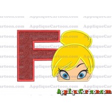 Tinker Bell Head Applique Embroidery Design With Alphabet F