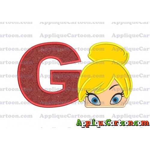 Tinker Bell Head Applique Embroidery Design With Alphabet G