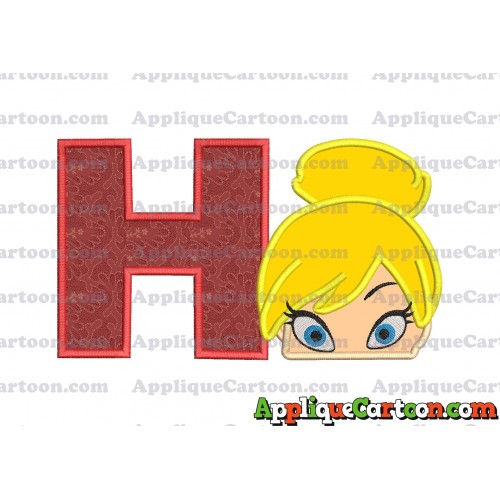 Tinker Bell Head Applique Embroidery Design With Alphabet H