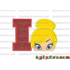 Tinker Bell Head Applique Embroidery Design With Alphabet I