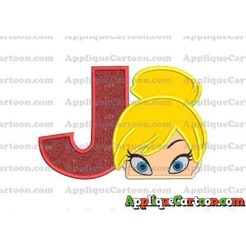 Tinker Bell Head Applique Embroidery Design With Alphabet J