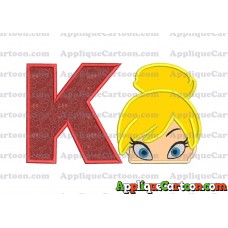 Tinker Bell Head Applique Embroidery Design With Alphabet K