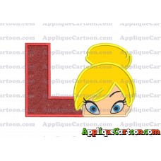 Tinker Bell Head Applique Embroidery Design With Alphabet L