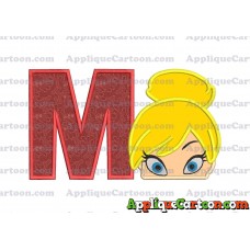 Tinker Bell Head Applique Embroidery Design With Alphabet M