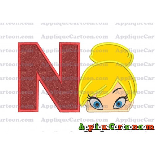 Tinker Bell Head Applique Embroidery Design With Alphabet N
