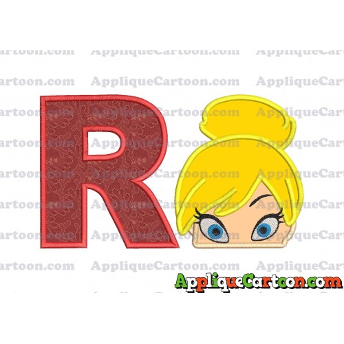 Tinker Bell Head Applique Embroidery Design With Alphabet R