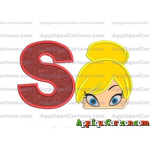Tinker Bell Head Applique Embroidery Design With Alphabet S