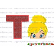 Tinker Bell Head Applique Embroidery Design With Alphabet T