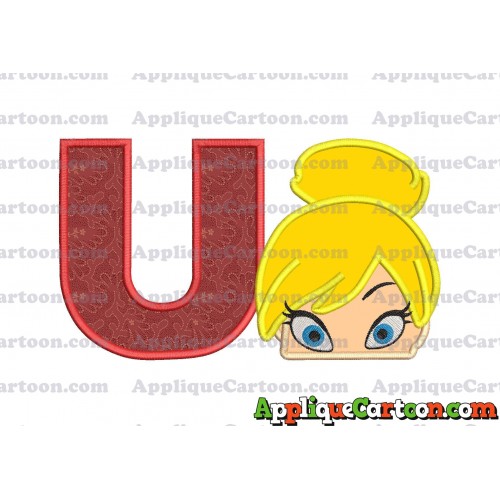 Tinker Bell Head Applique Embroidery Design With Alphabet U