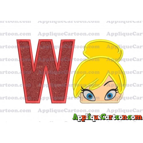 Tinker Bell Head Applique Embroidery Design With Alphabet W