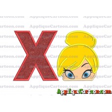 Tinker Bell Head Applique Embroidery Design With Alphabet X