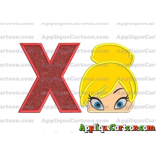 Tinker Bell Head Applique Embroidery Design With Alphabet X