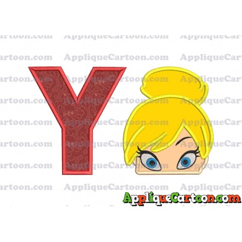 Tinker Bell Head Applique Embroidery Design With Alphabet Y
