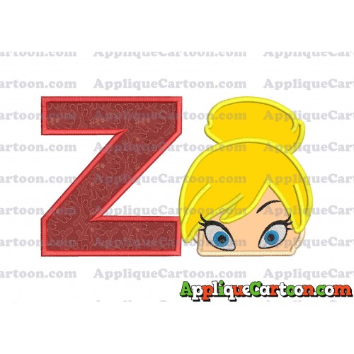 Tinker Bell Head Applique Embroidery Design With Alphabet Z