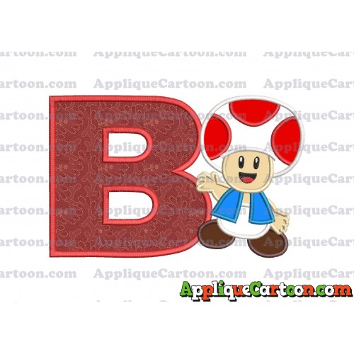 Toad Super Mario Applique Embroidery Design With Alphabet B